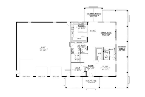 Floor Plan - Main Floor for Barndominium House Plan #1064-450 - 4 bed, 3.5 bath