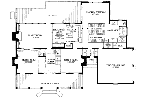 Floor Plan - Main Floor for Farmhouse House Plan #137-161 - 4 bed, 4 bath