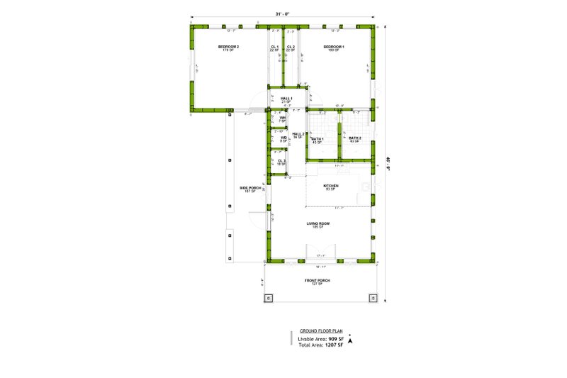 Dream House Plan - Floor Plan - Main Floor for Craftsman House Plan #1106-95 - 2 bed, 2 bath
