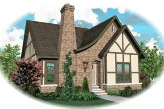 Exterior - Front Elevation for Tudor House Plan #81-427 - 3 bed, 3.5 bath