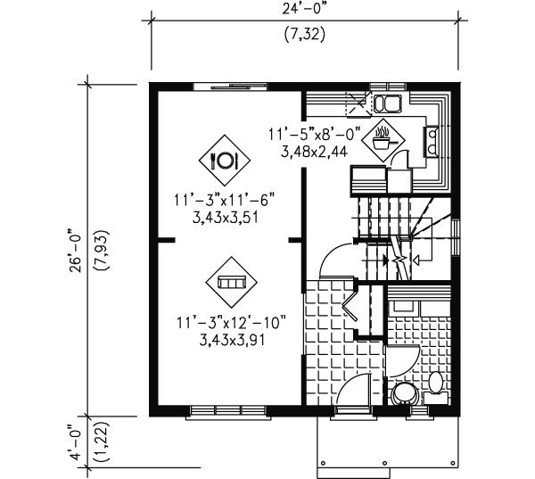 European Floor Plan - Main Floor Plan #25-4007