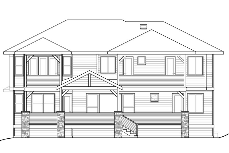 House Blueprint - Exterior - Rear Elevation for Mediterranean House Plan #124-1016 - 4 bed, 4.5 bath