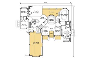 Floor Plan - Main Floor for Mediterranean House Plan #135-182 - 5 bed, 6 bath