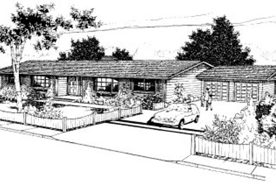 Exterior - Front Elevation for Ranch House Plan #303-164 - 2 bed, 1 bath