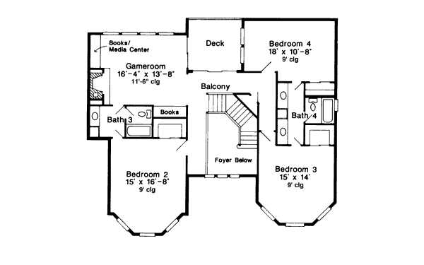 Architectural House Design - Victorian Floor Plan - Upper Floor Plan #410-399