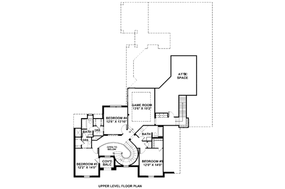 Floor Plan - Upper Floor for European House Plan #141-233 - 5 bed, 4.5 bath