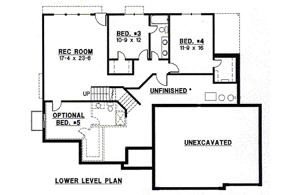Traditional Floor Plan - Lower Floor Plan #67-817