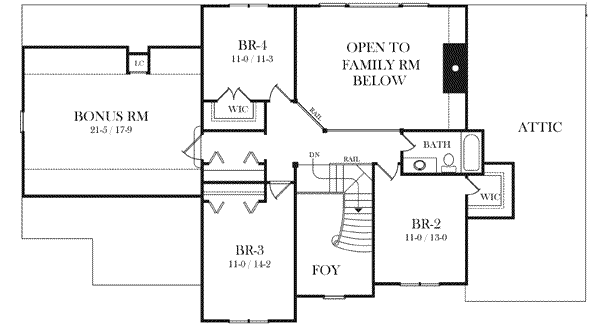 Craftsman Floor Plan - Upper Floor Plan #71-145