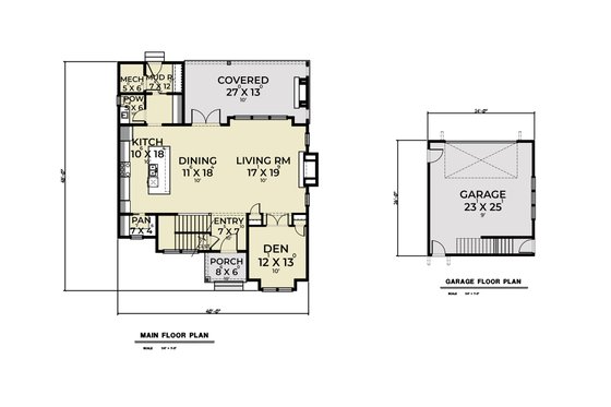 Floor Plan - Main Floor for Farmhouse House Plan #1070-137 - 3 bed, 2.5 bath