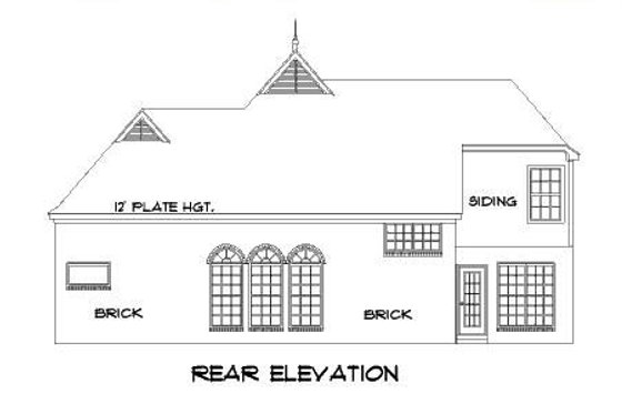 Exterior - Rear Elevation for European House Plan #424-22 - 3 bed, 2.5 bath