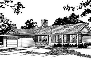 Ranch Exterior - Front Elevation Plan #47-523