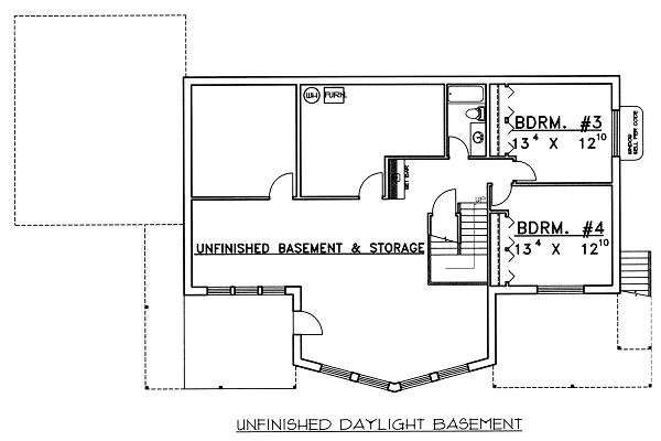 Home Plan - Floor Plan - Lower Floor for Contemporary House Plan #117-519 - 3 bed, 2.5 bath