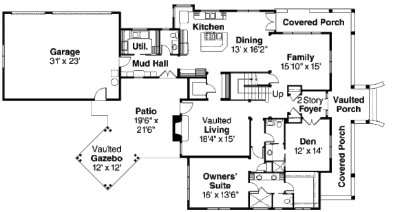 Farmhouse Floor Plan - Main Floor Plan #124-694