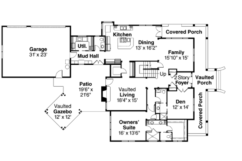 Home Plan - Floor Plan - Main Floor for Farmhouse House Plan #124-694 - 4 bed, 4.5 bath