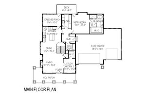 Floor Plan - Main Floor for Craftsman House Plan #920-5 - 4 bed, 3 bath