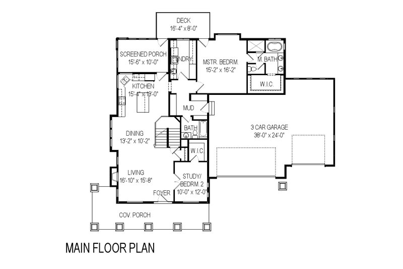 Dream House Plan - Floor Plan - Main Floor for Craftsman House Plan #920-5 - 4 bed, 3 bath