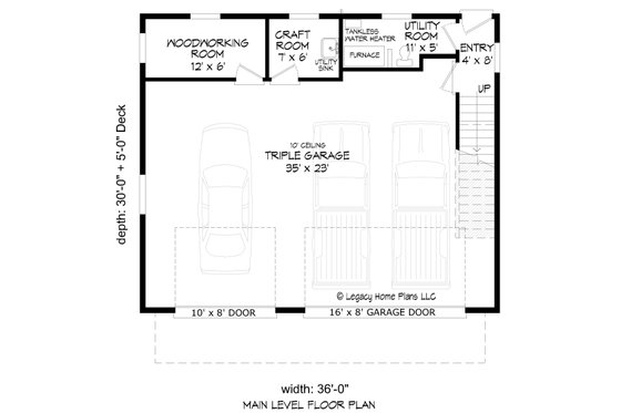 Floor Plan - Main Floor for Modern House Plan #932-386 - 2 bed, 1 bath