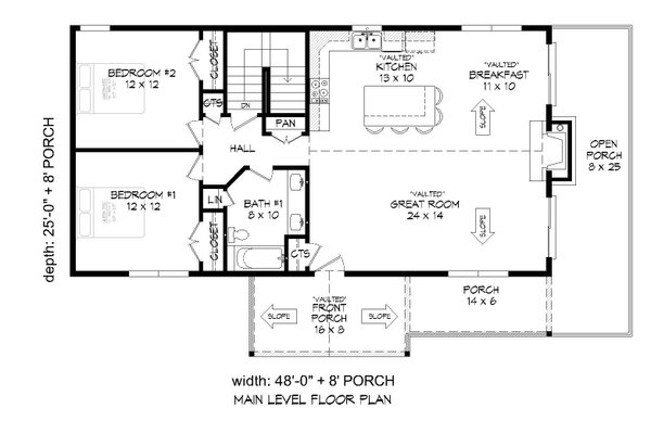 Dream House Plan - Floor Plan - Main Floor for Country House Plan #932-1448 - 4 bed, 2 bath