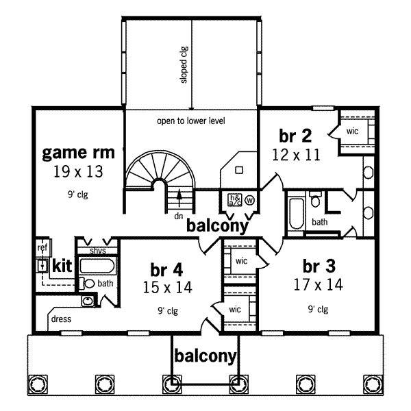 Colonial Floor Plan - Upper Floor Plan #45-167