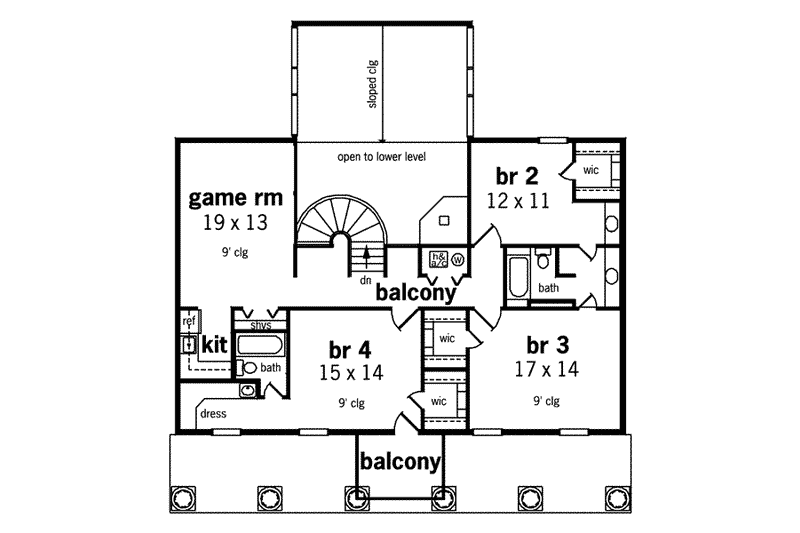 Home Plan - Floor Plan - Upper Floor for Colonial House Plan #45-167 - 4 bed, 3.5 bath