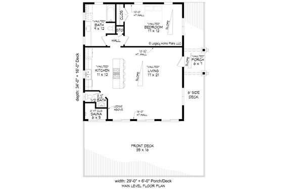 Floor Plan - Main Floor for Modern House Plan #932-730 - 1 bed, 1.5 bath
