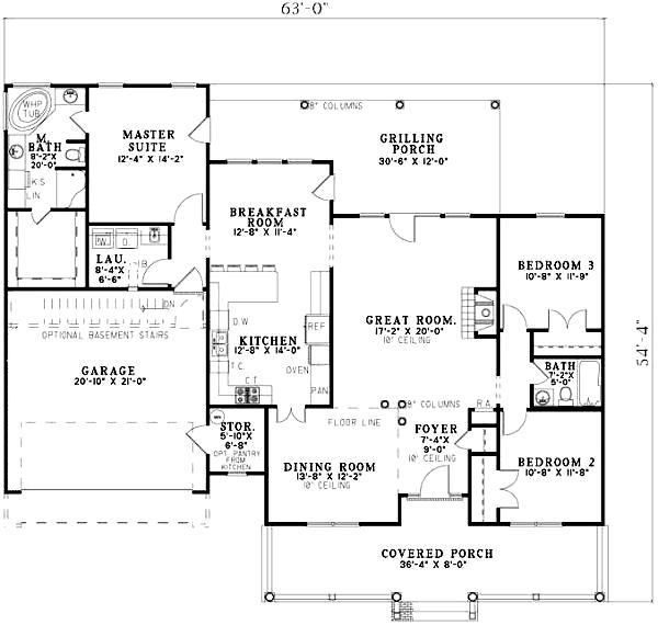 House Plan Design - Traditional Floor Plan - Main Floor Plan #17-1160