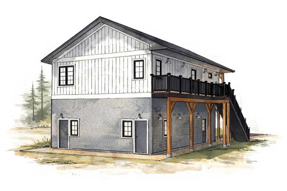 Exterior - Other Elevation 2 for Farmhouse House Plan #1101-64 - 3 bed, 1 bath