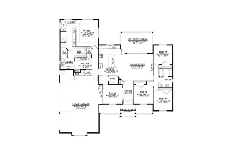 Home Plan - Floor Plan - Main Floor for Farmhouse House Plan #1064-141 - 4 bed, 2.5 bath