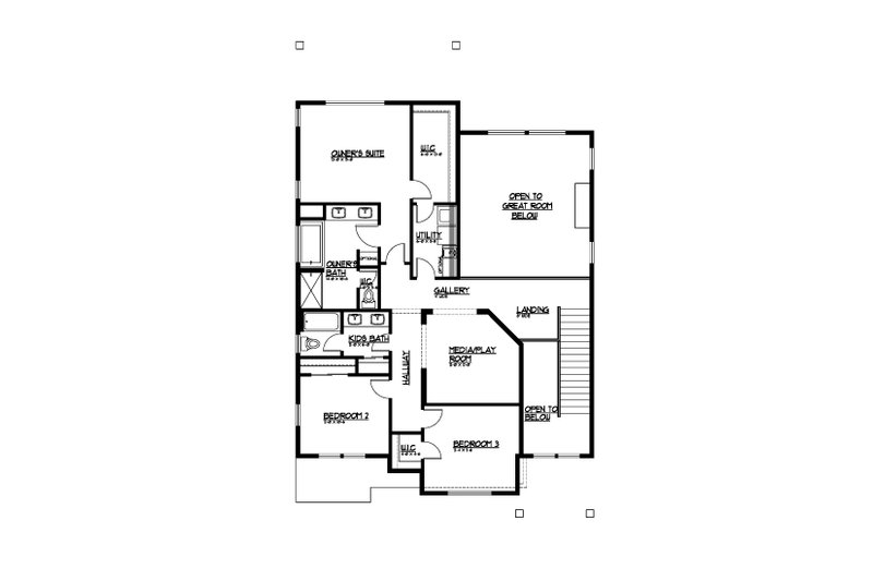 Architectural House Design - Floor Plan - Upper Floor for Contemporary House Plan #569-79 - 4 bed, 3 bath