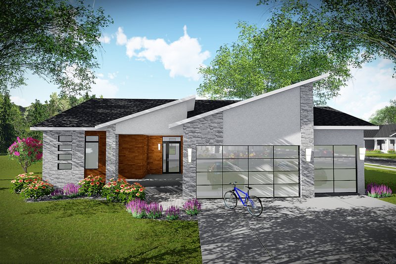 Architectural House Design - Contemporary Exterior - Front Elevation Plan #70-1490