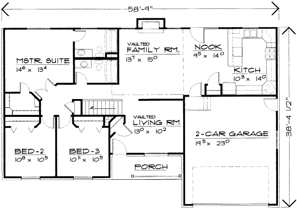 Ranch Floor Plan - Main Floor Plan #308-140