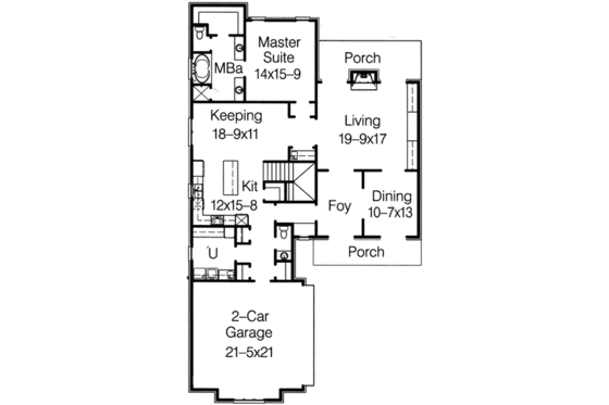 Floor Plan - Main Floor for European House Plan #15-279 - 3 bed, 2.5 bath