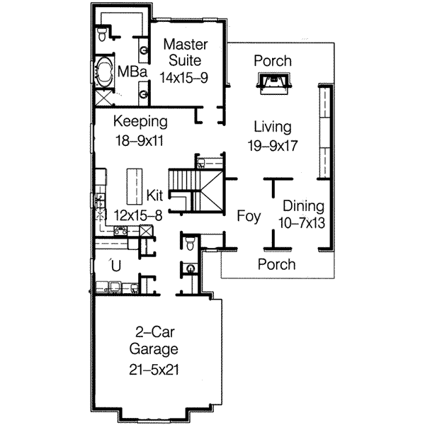 House Blueprint - European Floor Plan - Main Floor Plan #15-279