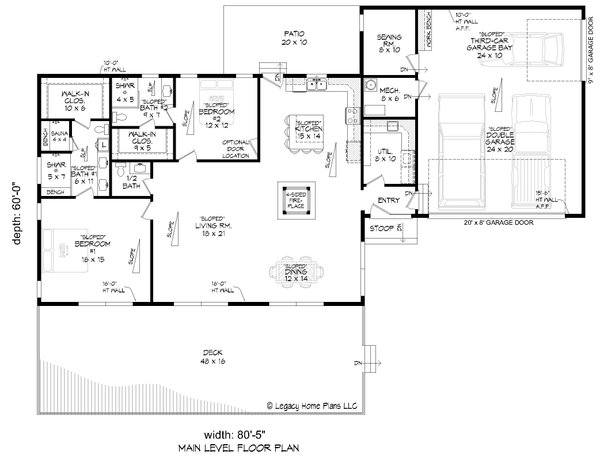 Modern Floor Plan - Main Floor Plan #932-933