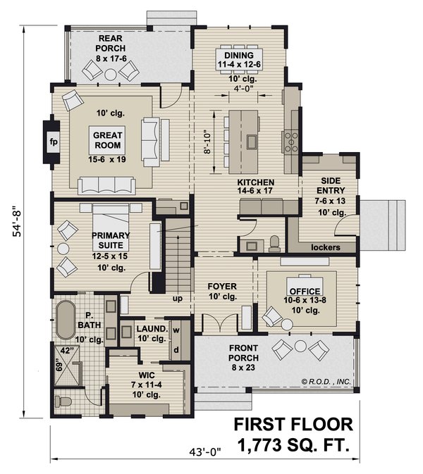 Farmhouse Floor Plan - Main Floor Plan #51-1274