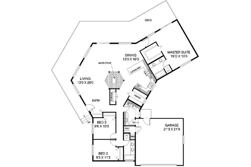 House Blueprint - Floor Plan - Main Floor House Plan #60-138 - 3 bed, 2 bath