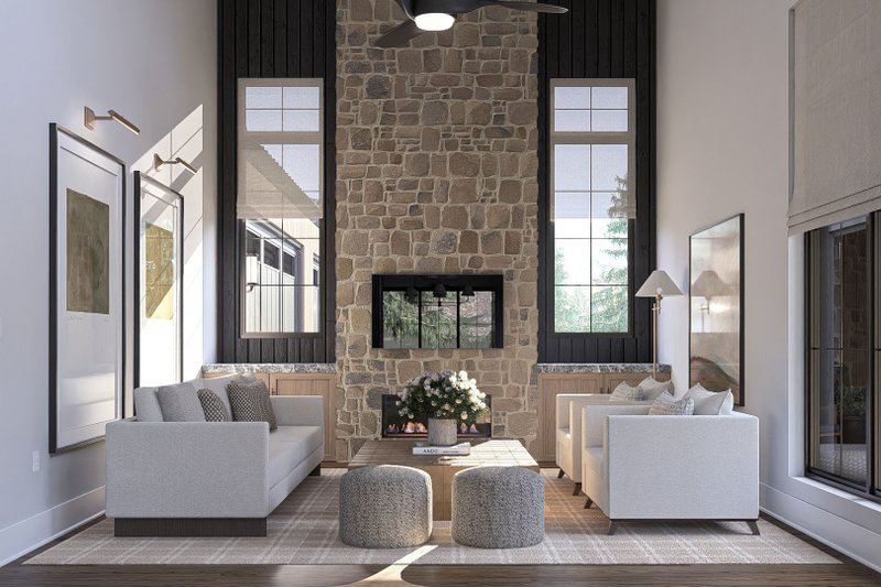 Architectural House Design - Interior - Family Room for Barndominium House Plan #455-380 - 3 bed, 3.5 bath