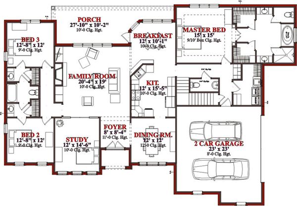 Traditional Floor Plan - Main Floor Plan #63-327