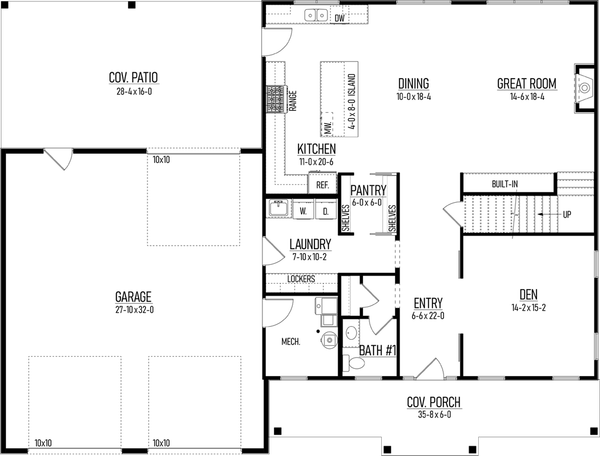 Architectural House Design - Floor Plan - Main Floor for Barndominium House Plan #1093-9 - 4 bed, 3.5 bath