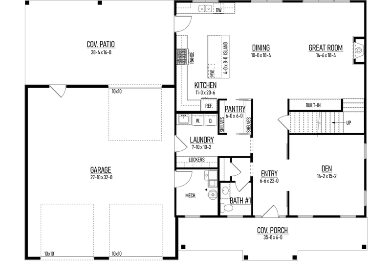 Architectural House Design - Floor Plan - Main Floor for Barndominium House Plan #1093-9 - 4 bed, 3.5 bath