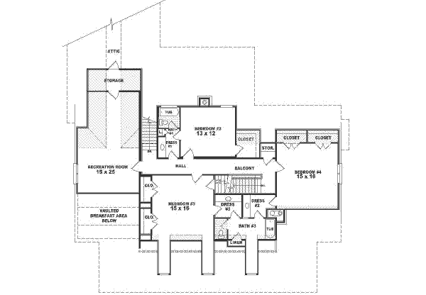 Southern Floor Plan - Upper Floor Plan #81-401