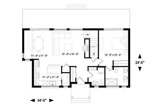 Floor Plan - Main Floor for Cottage House Plan #23-2313 - 3 bed, 2 bath