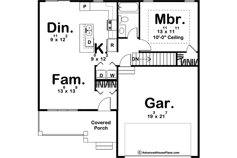 House Design - Floor Plan - Main Floor for Traditional House Plan #455-226 - 1 bed, 1 bath