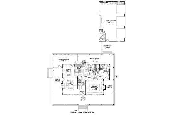 Floor Plan - Main Floor for Farmhouse House Plan #81-13813 - 3 bed, 3 bath