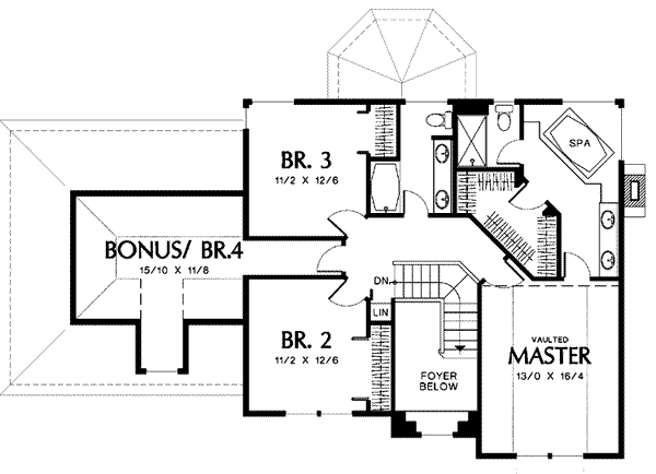Dream House Plan - Traditional Floor Plan - Upper Floor Plan #48-216