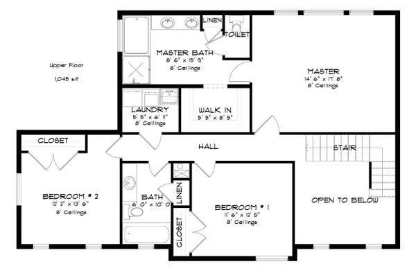Traditional Floor Plan - Upper Floor Plan #1060-37
