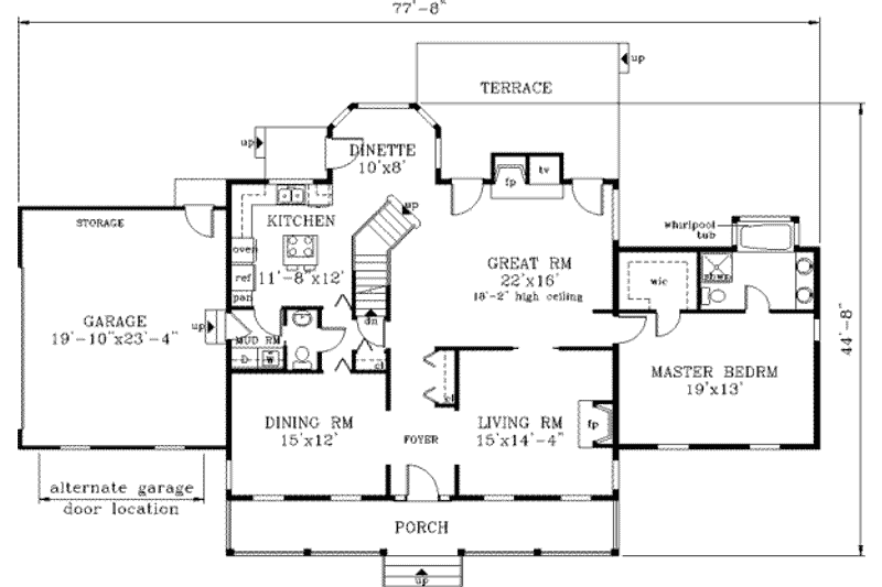 Home Plan - Floor Plan - Main Floor for Southern House Plan #3-206 - 4 bed, 2.5 bath