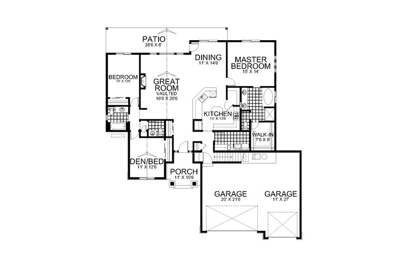 House Design - Floor Plan - Main Floor for Craftsman House Plan #112-250 - 4 bed, 2.5 bath
