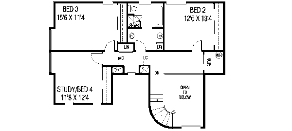 Architectural House Design - Mediterranean Floor Plan - Upper Floor Plan #60-134