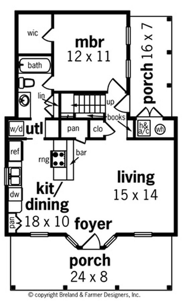 House Plan Design - Cottage Floor Plan - Main Floor Plan #45-589